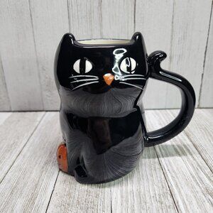 Hyde and Eek Boutique Stoneware Black Cat Mug Halloween 5'' Tall